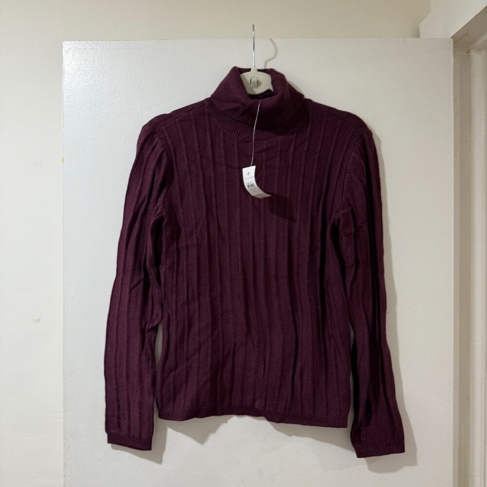🏷 *NWT* Ann Taylor Ribbed Turtleneck Sweater – Burgundy | Size M | 🍷 - Picture 3 of 10